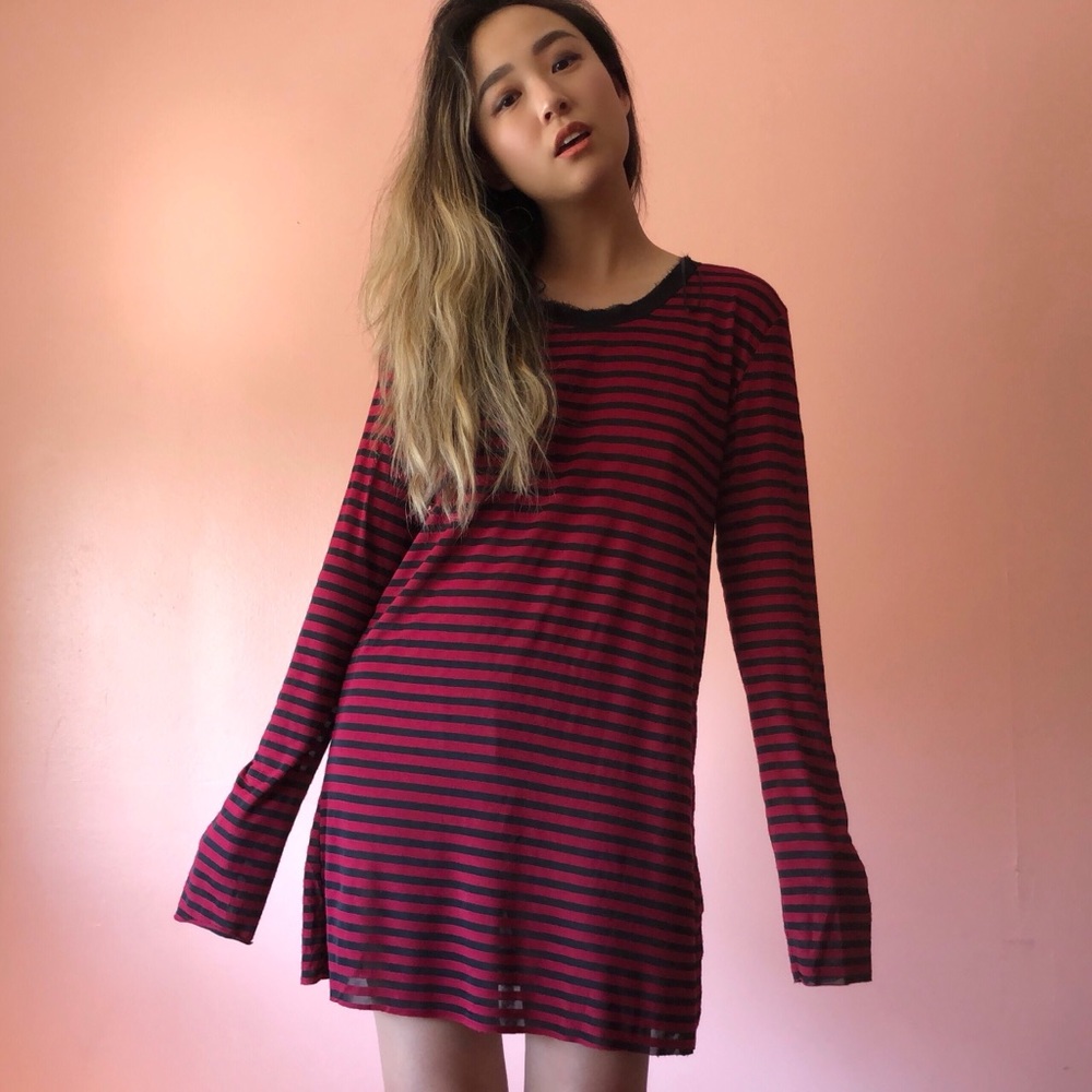 Zara Red Black Stripe Mini Dress